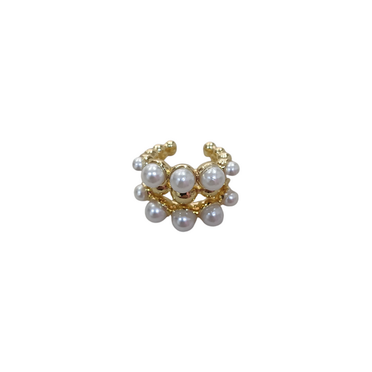 Ear cuff triple perlas